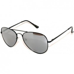 Aviator Classic Aviator Silver Mirror Lens Sunglasses Black Metal Frame Men Women - C211MA67NKX $11.71