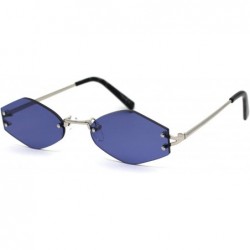 Rimless Retro Vintage Designer Rimless Diamond Shape Sunglasses - Silver Blue - CA1950XMK92 $24.06