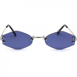 Rimless Retro Vintage Designer Rimless Diamond Shape Sunglasses - Silver Blue - CA1950XMK92 $15.93