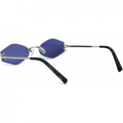 Rimless Retro Vintage Designer Rimless Diamond Shape Sunglasses - Silver Blue - CA1950XMK92 $15.93