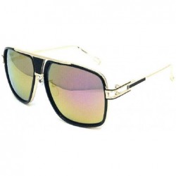 Square Gazelle Tycoon Square Aviator Luxury Sunglasses - Black & Gold Frame - C018Z6OZ204 $19.45