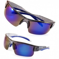 Sport Unisex Polarized Mirrored Sports Wrap Sunglasses P006 - Grey Blue/ Blue Revo - CJ186LRO27D $22.18