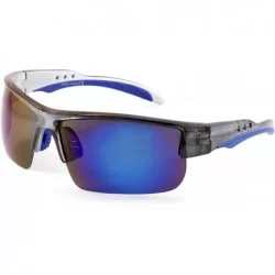 Sport Unisex Polarized Mirrored Sports Wrap Sunglasses P006 - Grey Blue/ Blue Revo - CJ186LRO27D $14.69