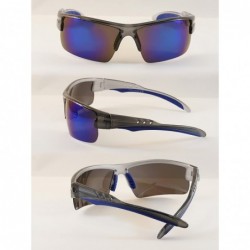 Sport Unisex Polarized Mirrored Sports Wrap Sunglasses P006 - Grey Blue/ Blue Revo - CJ186LRO27D $14.69