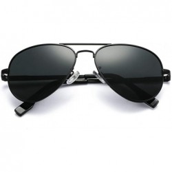 Aviator Polarized Aviator Sunglasses Mirrored Lens Metal Frame for Men Women - 100% UV 400 Protection - A12 Black - C818R7XIU...