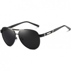 Aviator Polarized Aviator Retro Sunglasses for Men Driving Fishing UV Protection Vintage Style - Black Grey - CR18YC3LG7O $16.93