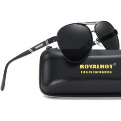 Aviator Polarized Aviator Retro Sunglasses for Men Driving Fishing UV Protection Vintage Style - Black Grey - CR18YC3LG7O $16.93