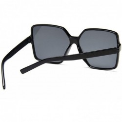 Square Oversized Square Sunglasses Ladies Fashion Retro Brown Black Luxury Ladies Glasses - CX198QLE433 $47.88