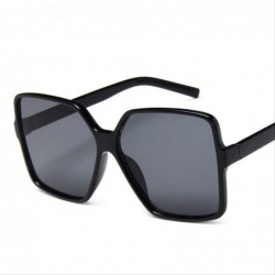 Square Oversized Square Sunglasses Ladies Fashion Retro Brown Black Luxury Ladies Glasses - CX198QLE433 $21.76