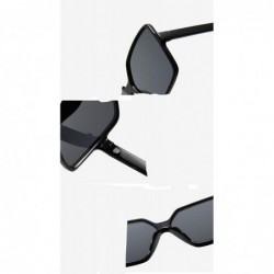 Square Oversized Square Sunglasses Ladies Fashion Retro Brown Black Luxury Ladies Glasses - CX198QLE433 $21.76