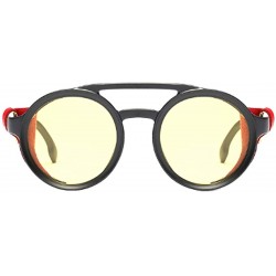 Round Women's Retro Small Round Plastic Frame Candy Color Design Sunglasses - Black Yellow - CV18W6I2RR2 $20.27