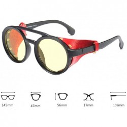 Round Women's Retro Small Round Plastic Frame Candy Color Design Sunglasses - Black Yellow - CV18W6I2RR2 $20.27