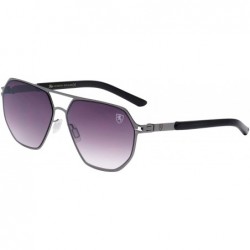 Round Aero Push Premium Designer Men Women Flat Lens Thin Metal Aviator Sunglasses - Smoke Silver - C5199LY6MYT $58.39