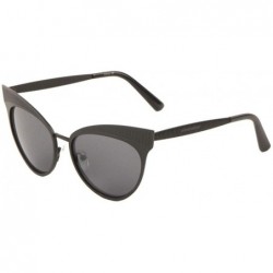 Cat Eye Thick Brow Line Texture Engraved Cat Eye Sunglasses - Black - C01988DL5WY $25.71