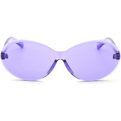 Oversized Vintage Fashion Rimless Oval Sunglasses Frameless Colored Lens - Purple - C718QRQ0OIO $11.41