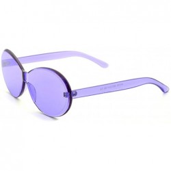 Oversized Vintage Fashion Rimless Oval Sunglasses Frameless Colored Lens - Purple - C718QRQ0OIO $11.41