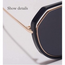 Rimless Retro Round Sunglasses Pink Polygonal Personality Glasses - Bright Black - CD18UZ4EWTS $16.44