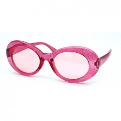 Oval Womens Oval Mod Glitter Thick Plastic Round Retro Sunglasses - Pink Solid Pink - C018ZRDWKEM $8.12