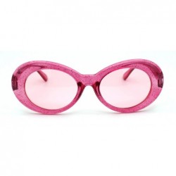 Oval Womens Oval Mod Glitter Thick Plastic Round Retro Sunglasses - Pink Solid Pink - C018ZRDWKEM $8.12