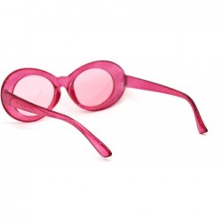 Oval Womens Oval Mod Glitter Thick Plastic Round Retro Sunglasses - Pink Solid Pink - C018ZRDWKEM $8.12