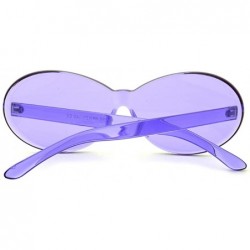 Oversized Vintage Fashion Rimless Oval Sunglasses Frameless Colored Lens - Purple - C718QRQ0OIO $11.41