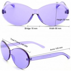 Oversized Vintage Fashion Rimless Oval Sunglasses Frameless Colored Lens - Purple - C718QRQ0OIO $11.41