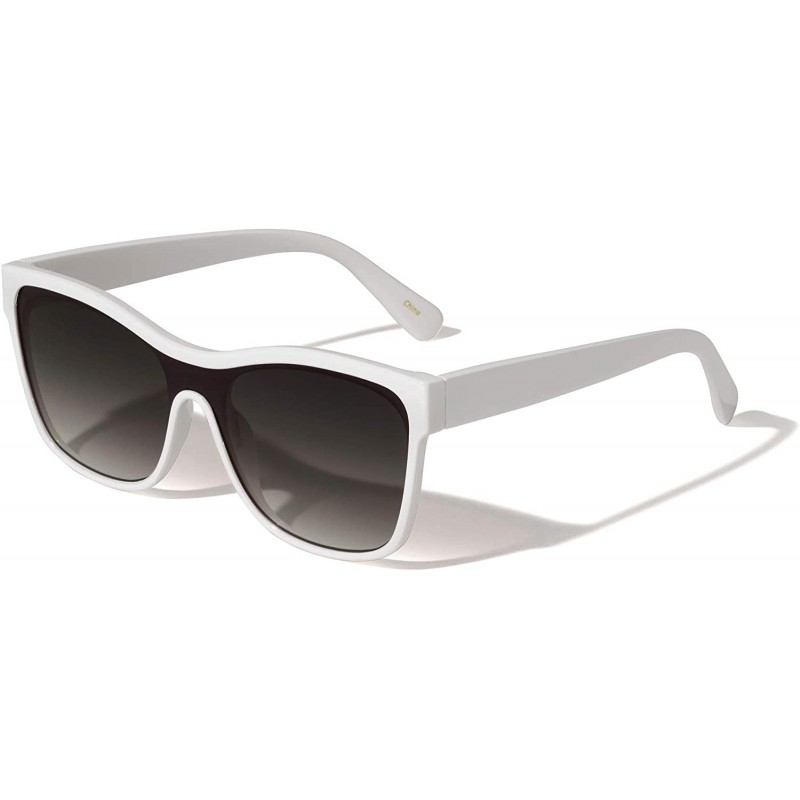 Square Cleveland Classic One Piece Round Square Sunglasses - White - CA1972A7NOK $12.88