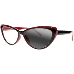 Cat Eye Transition Photochromic Women Rhinestone Cat Eye Sexy Sun Readers Reading Glasses - Red - CZ18E8T6XXN $15.75