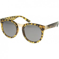 Wayfarer Oversize Metal Nose Bridge Round Lens Horn Rimmed Sunglasses 52mm - Tortoise-gold / Smoke - C412I21S8P9 $12.26