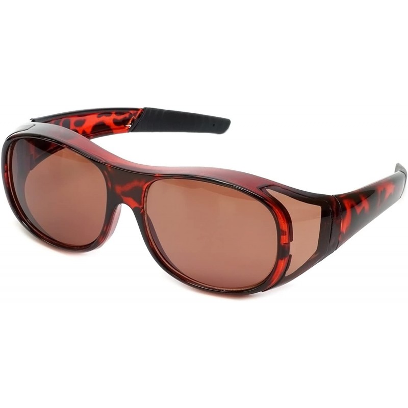 Oval Fitover Sunglasses 7659 Wear-Over Eyewear with Case Medium-Size - Tortoise - CM12O0FCNA9 $14.53