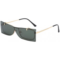 Rimless Flip Cover Sunglasses - Vintage Oversize Square Glasses with Metal Frame Retro Sun Glasses Flat Lens - B - CS196NAQU8...