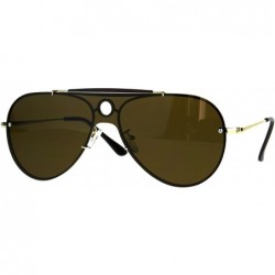 Aviator Vintage Retro Aviator Sunglasses Unisex Rims Behind Lens Style Shades - Gold (Brown) - C9189SNZ8T8 $12.70