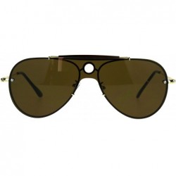 Aviator Vintage Retro Aviator Sunglasses Unisex Rims Behind Lens Style Shades - Gold (Brown) - C9189SNZ8T8 $12.70