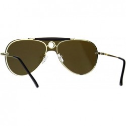 Aviator Vintage Retro Aviator Sunglasses Unisex Rims Behind Lens Style Shades - Gold (Brown) - C9189SNZ8T8 $12.70