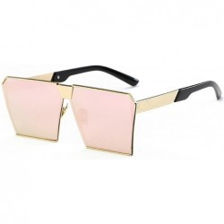 Square Oversized Vintage Square Metal Frame Sunglasses - Golden-pink - CN18E6UUW6C $14.57