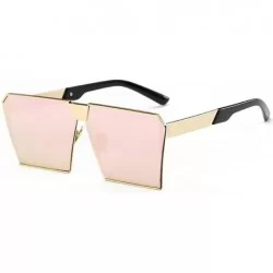 Square Oversized Vintage Square Metal Frame Sunglasses - Golden-pink - CN18E6UUW6C $22.30