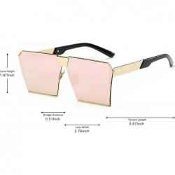 Square Oversized Vintage Square Metal Frame Sunglasses - Golden-pink - CN18E6UUW6C $14.57