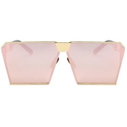 Square Oversized Vintage Square Metal Frame Sunglasses - Golden-pink - CN18E6UUW6C $14.57