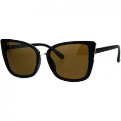 Cat Eye Womens Oversize Cat Eye Designer Fashion Goth Diva Sunglasses - Black Brown - C3185CEXH6C $20.10