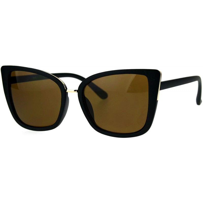 Cat Eye Womens Oversize Cat Eye Designer Fashion Goth Diva Sunglasses - Black Brown - C3185CEXH6C $11.87