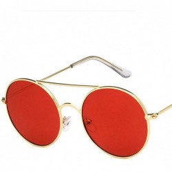 Round Unisex Sunglasses Retro Gold Brown Drive Holiday Round Non-Polarized UV400 - Gold Red - CR18RH6SYGH $9.14