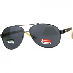 Oval Real Bamboo Wood Temple Sunglasses Oval Aviator Unisex Shades UV 400 - Gunmetal (Black) - C218D2IRMMD $24.44