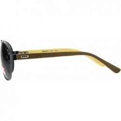 Oval Real Bamboo Wood Temple Sunglasses Oval Aviator Unisex Shades UV 400 - Gunmetal (Black) - C218D2IRMMD $10.38