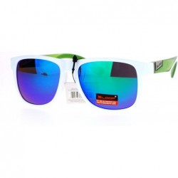 Square Xloop Sunglasses Square Frame Unisex Designer Fashion Sports Shades - White Green (Teal Mirror) - CY12O1RXE8Q $22.68
