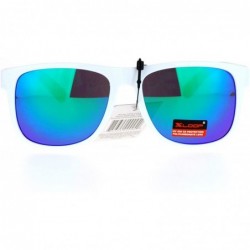 Square Xloop Sunglasses Square Frame Unisex Designer Fashion Sports Shades - White Green (Teal Mirror) - CY12O1RXE8Q $12.85