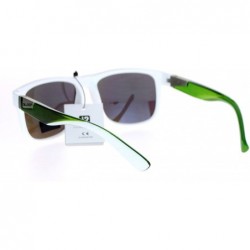 Square Xloop Sunglasses Square Frame Unisex Designer Fashion Sports Shades - White Green (Teal Mirror) - CY12O1RXE8Q $12.85