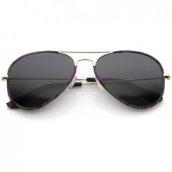 Aviator Camouflage Print Fabric Teardrop Shape Lens Aviator Sunglasses 60mm - Gold-purple-camo / Smoke - CB12J3472R9 $21.05