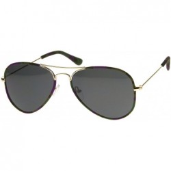 Aviator Camouflage Print Fabric Teardrop Shape Lens Aviator Sunglasses 60mm - Gold-purple-camo / Smoke - CB12J3472R9 $12.69