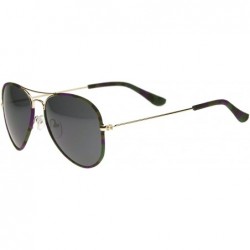 Aviator Camouflage Print Fabric Teardrop Shape Lens Aviator Sunglasses 60mm - Gold-purple-camo / Smoke - CB12J3472R9 $12.69