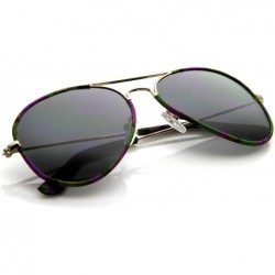 Aviator Camouflage Print Fabric Teardrop Shape Lens Aviator Sunglasses 60mm - Gold-purple-camo / Smoke - CB12J3472R9 $12.69